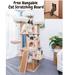 Kohola Bay 74.5 inch 7-Level Beige Extra Large Cat Tree with Double Condos & Cat Hammock & Elastic Cradle for Adult Cat with Jute Rope Scratching Post Cat Tower with Free Cat Scratching Post