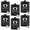 Zubebe 6 Pcs Wedding Best Man Groomsmen Flask with Funnels 8 oz Stainless Steel Hip Flask Groomsmen Gifts Engraved Flask for Men Drinking Flasks for Groom Liquor Proposal Bachelor Party, 2 Designs