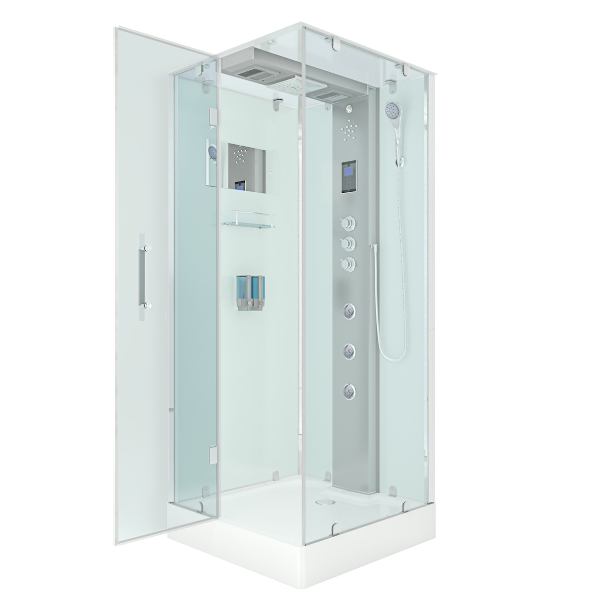 AcquaVapore Duschkabine Komplettdusche Fertigdusche Dusche D38-10L1-EC 90x90 cm mit 2K Scheiben Versiegelung Image