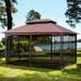 LYPER 13x10 Outdoor Patio Gazebo Canopy Tent With Ventilated Double Roof And Mosquito net(Detachable Mesh Screen On All Sides) Suitable for Lawn Garden Backyard and Deck Brown Top