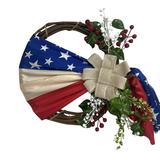 Clearanceï¼�4th of July Wreath Independence Day wreath for Front Door American Flag Simulation Flower Garland Independence Day Party Hanging Door Hanging Home Decor