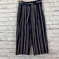 J. Crew Pants & Jumpsuits | J Crew Elastic Wisest Wide Leg Trousers Striped Navy & White Size 2 Style H7732 | Color: Blue | Size: 2