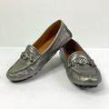 Coach Shoes | Coach Arlene Silver Leather Turnlock Driving Loafers Flats Women's Size 6b | Color: Silver | Size: 6