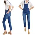 Free People Jeans | Free People Dark Wash Denim Overalls Front Zip Pocket Straight Legs Size 28 | Color: Blue | Size: 28