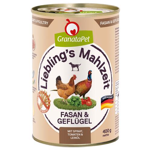 6x400g Granatapet Liebling's Mahlzeit Fasan & Geflügel Hundefutter nass