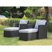 Red Barrel Studio® 2-Sets Rattan Patio Chair w/ Cushions & Ottoman, Blue Wicker/Rattan in Gray/Blue | 54 H x 47.2 W x 29 D in | Wayfair