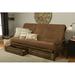 The Twillery Co.® Stratford Queen 87" Wide Futon Frame & Mattress w/ Drawer Set Wood/Solid Wood/Polyester in Brown | 44 H x 87 W x 37 D in | Wayfair