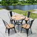 Williston Forge Stonge Round 4 - Person 31.49" Long Outdoor Dining Set Wood/Plastic in Black/Brown | 31.49 W x 31.49 D in | Wayfair