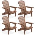 Rosecliff Heights Beckum Solid Wood Folding Adirondack Chair Wood in Brown/White | 36 H x 19.5 W x 31 D in | Wayfair