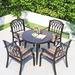 Canora Grey Round 4 - Person Aluminum Outdoor Dining Set w/ Cushions Metal in Brown | 35.4 W x 35.4 D in | Wayfair 6E0310AB123B4115AA44960C9F3515AC