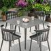 George Oliver Janeta Square 4 - Person 35.4" Long Outdoor Dining Set Stone/Concrete/Plastic in Black/Gray | 35.4 W x 35.4 D in | Wayfair