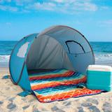 Pop Up Beach Tent - Fits 2-3 People - Sun Shelter w/ UV Protection, Ventilation by Wakeman (Blue) Steel in Blue/Gray | 45 H x 54 W x 87 D in | Wayfair