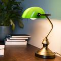 Classic table lamp/notary lamp bronze with green glass - Banker