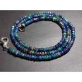Faceted Opal Necklace Natural Black Ethiopian Opal Beaded Necklace 34Ct 1 Line Electric Fire 3x2mm