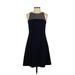 Ann Taylor LOFT Casual Dress - A-Line Crew Neck Sleeveless: Blue Print Dresses - Women's Size 0