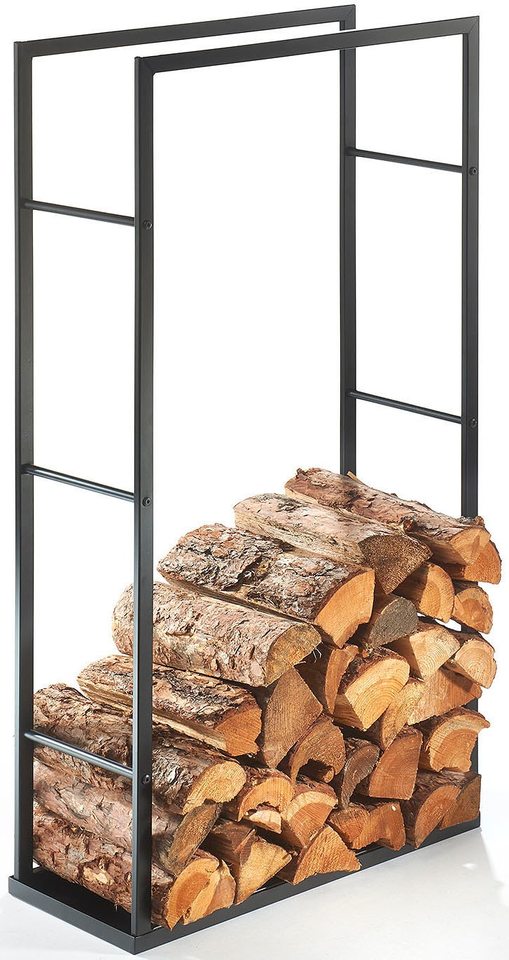 Kaminholzregal LOCKER "42567-06", schwarz, B:60cm H:115cm T:25cm, Metall, Kaminholzlager, Kaminholzregal