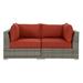 Poundex Furntiure Wicker-Fabric Outdoor Loveseat 2-Pc