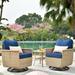 OVIOS 3-piece Pet-Friendly Patio Furniture Swivel Chairs Wicker Set