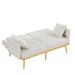 Modern Velvet Padded Seat Convertible Futon Loveseat Sleeper Sofa Adjustable Backrest Couch Bed with 6 Metal Legs Support