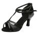 Daznico Womens Shoes Girl Latin Dance Shoes Med-Heels Satin Shoes Party Tango Salsa Dance Shoes Shoes for Women Black 5.5