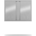 Stainless Steel Outdoor Cabinet Door-Double Gate With Recessed Handle BBQ Access Door 24 H x 26 W