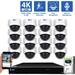 GW Security 16 Channel NVR UltraHD 4K Face/Human/Vehicle Detection PoE Security Camera System with 16 x 4K (8MP) IP Microphone AI Dome Camera 100ft Night Vision Outdoor/Indoor Surveillance Camera