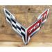 Corvette C8 70th Anniversary Crossed Flags Emblem Steel Sign