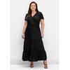 Maxikleid SHEEGO BY JOE BROWNS "Große Größen", Damen, Gr. 48, Normalgrößen, schwarz, Obermaterial: 100% Viskose (LENZING ECOVERO);Futter: 100% Baumwolle;Spitze: 100% Baumwolle, unifarben, feminin, figurumspielend lang, V-Ausschnitt, Kurzarm,...