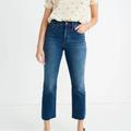 Madewell Jeans | Madewell Petite Cali Demi-Boot Jeans In Preston Wash: Raw-Hem Edition Size 24p | Color: Blue | Size: 24p