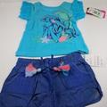 Disney Matching Sets | Ariel 2 Pc Short Set With Glitter And Multi Color Tie Belt | Color: Blue/White | Size: 18mb