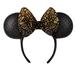 Disney Accessories | 2021 Disney Parks Walt Disney World 50th Black & Gold Luxe Minnie Ear Headband | Color: Black/Gold/Red | Size: Os