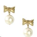 Kate Spade Jewelry | Kate Spade Cream Gold All Wrapped Up In Pearls Bow Faux Pearl Earrings | Color: Cream/Gold | Size: Os