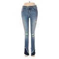 Hidden Jeans Jeans - Mid/Reg Rise Skinny Leg Denim: Blue Bottoms - Women's Size 25 - Distressed Wash