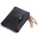 Leather Women's Wallets with RFID Blocking,Cropped Zipper Pebbled Leather Clip Multi-Function Coin Purse, Buckle Closure Stylish Mini Coin Purse, Black,One Size