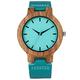 OUMIFA Fashion Wristwatch Turquoise Blue Wood Watch Fashion Women Quartz Wooden Watches Modern Bamboo Watch Lady Leather Band Clock for Women Ladies Girls (Color : For Men)