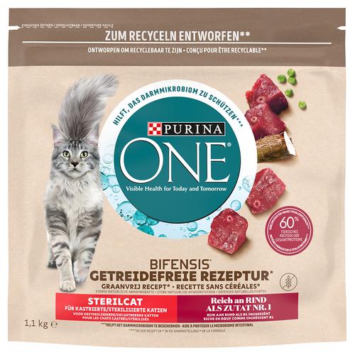 3x 1,1kg PURINA ONE Grain Free Sterilized Rind Katzenfutter trocken