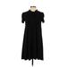 DressBarn Casual Dress - A-Line Tie Neck Short sleeves: Black Print Dresses - Women's Size 4