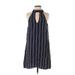 Waverly Grey Casual Dress - Shift Mock Sleeveless: Blue Print Dresses - Women's Size Small
