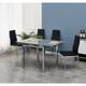 Furnizone Uk - Piccolo Grey Glass 4-Seater Dining Table with 4 Monza Black Faux Leather Chairs - Black