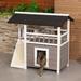 Tucker Murphy Pet™ Dathel 2-Tier Portable Wood Cat House Solid Wood in Brown/Gray/White | 29.13 H x 19.68 W in | Wayfair