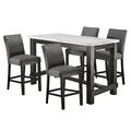 Kalb Wood 5-Piece Counter Height Dining Table Set Wood in Brown/White Laurel Foundry Modern Farmhouse® | 36 H x 30 W x 60 D in | Wayfair
