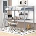 Modern Metal Loft Bed with Desk and Shelf for Home, Twin Size Loft Bed with Safety Guardrail