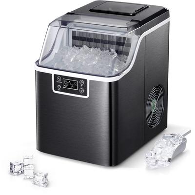 Countertop Stainless Steel Ice Machine , Portable Compact Ice Cube Maker, 48Lbs/24H, 24 Ice Cubes Ready in 8 Mins