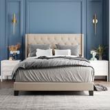 Upholstered Platform Bed with Classic Headboard,Box Spring Needed