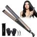 Pretfy 1 inch Professional Flat Iron Hair Straightener & Curlers with 5 Temp Adjustable Temperature 15s Heat Up Quickly Auto Shut-Off Floating Ceramic Plates for All Hair Types