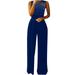 Womens Jumpsuit Clearance Solid Wide Leg Pants Coverall Bodysuit Onepiece Leotard Plus Size Cargo Pants Bodycon Jumpsuit for Women Blue 3Xl