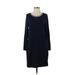 dalia Casual Dress - Shift Crew Neck Long sleeves: Blue Color Block Dresses - Women's Size Small