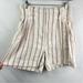 Anthropologie Shorts | Anthropologie Women’s Linen Stripes Ivory Shorts High Waist Paperbag Size 4 | Color: Pink/White | Size: 4