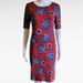 Lularoe Dresses | Lularoe Crimson Navy Floral Knit Bodycon Dress Size Xs (2-4) | Color: Blue/Red | Size: Xs