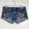 American Eagle Outfitters Shorts | American Eagle Outfitters Floral Embroidered Shorts 2 | Color: Blue/Pink | Size: 2